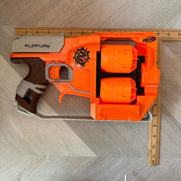 Nerf Zombie Strike Flipfury 2013 Hasbro I-3526B Orange Blaster Double Barrel - Picture 8 of 8